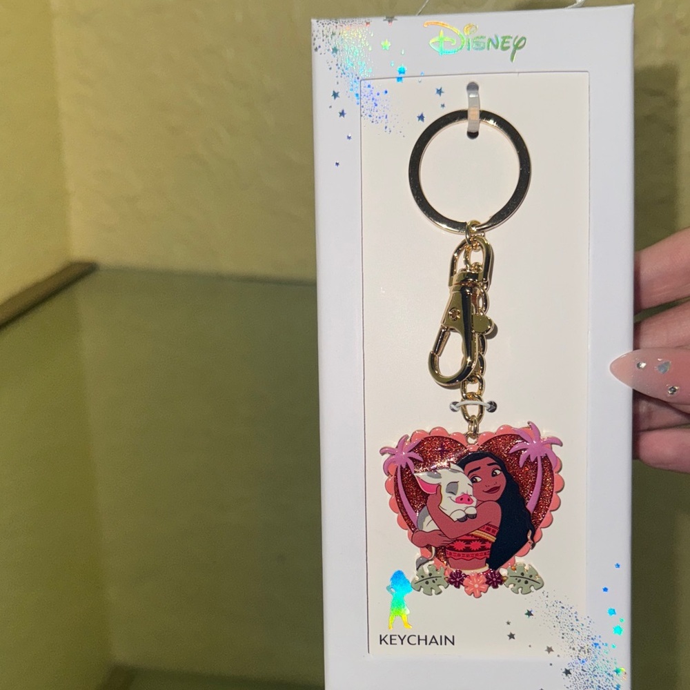 Disney Moana Heart Keychain - Pink and Gold
